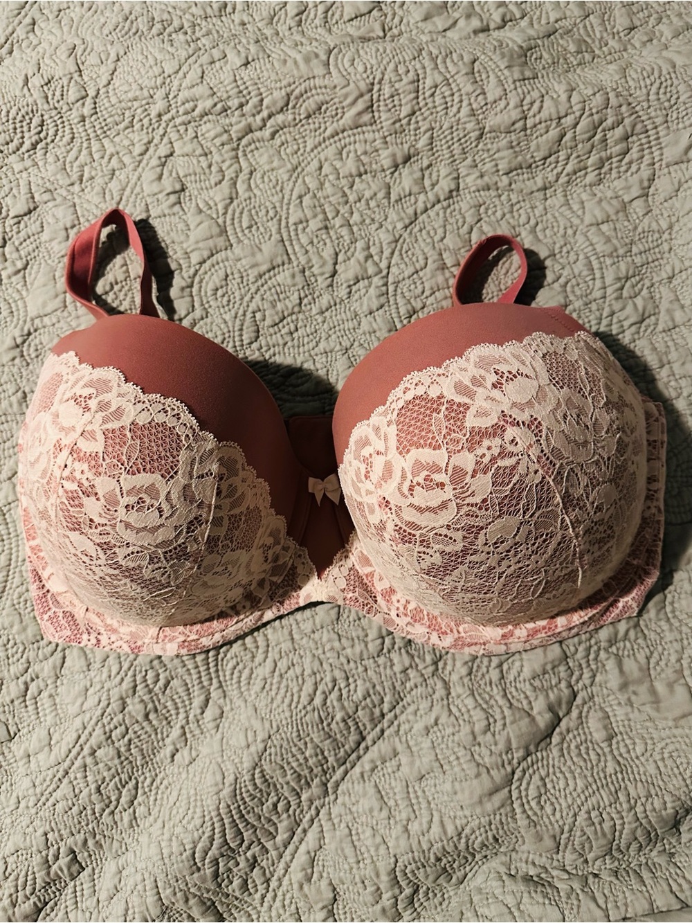 torrid Mauve Bra with Light Pink Lace Overlay